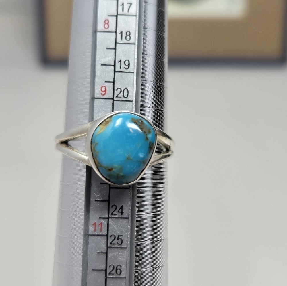 Sterling Silver .925 & Turquoise Womens Ring Sz 9.5 Western Cowgirl Rodeo Fun - Picture 8 of 8